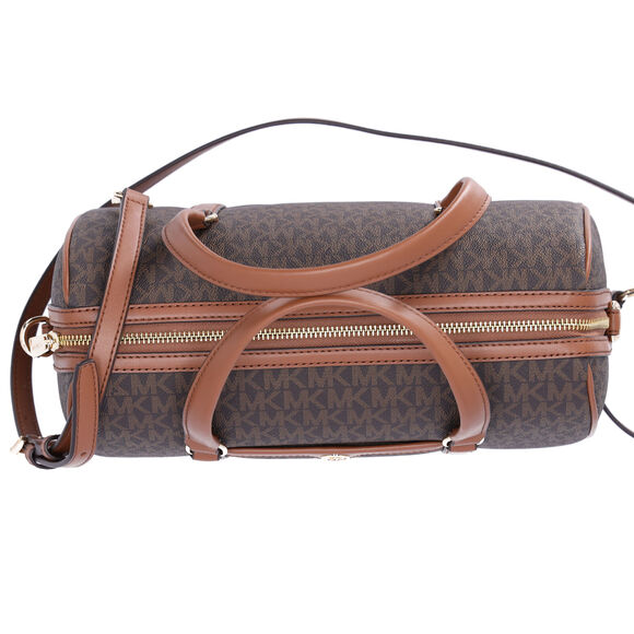 Michael Kors Jet Set Travel Medium Duffle Bag Satchel Brown MK Signature - Picture 4 of 5